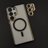 Gold Chrome MagSafe Clear Case with Camera Lens Kit for Samsung Galaxy S25 Ultra