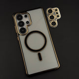 Gold Chrome MagSafe Clear Case with Camera Lens Kit for Samsung Galaxy S25 Ultra