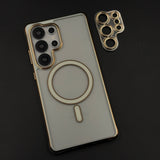 Gold Chrome MagSafe Clear Case with Camera Lens Kit for Samsung Galaxy S25 Ultra