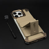 Frameless Border Metal Case with Leather Finish and Stand for iPhone 16 Series