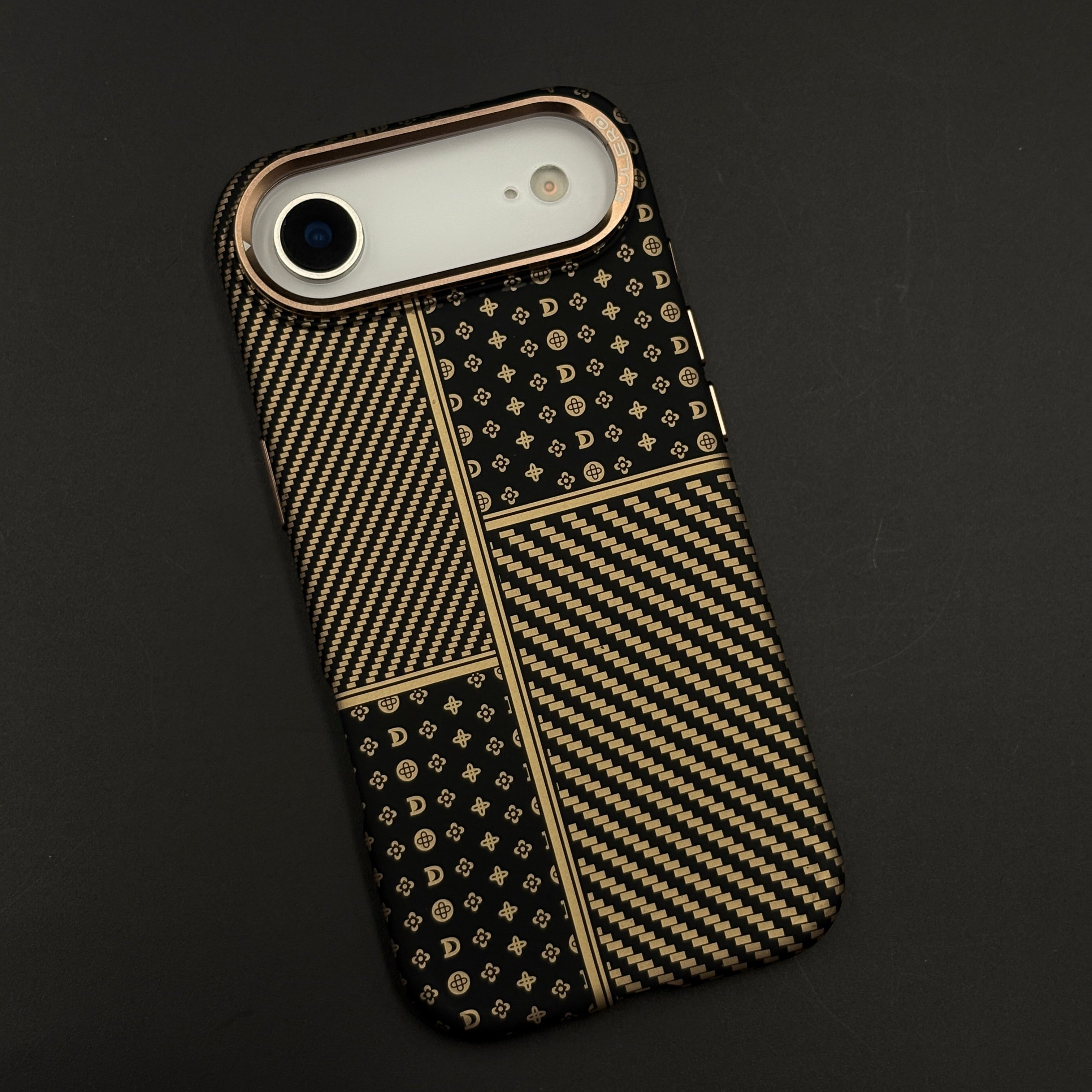 Gold Heritage Carbon Fibre Hidden MagSafe Case with Camera Kickstand for iPhone 17 Air