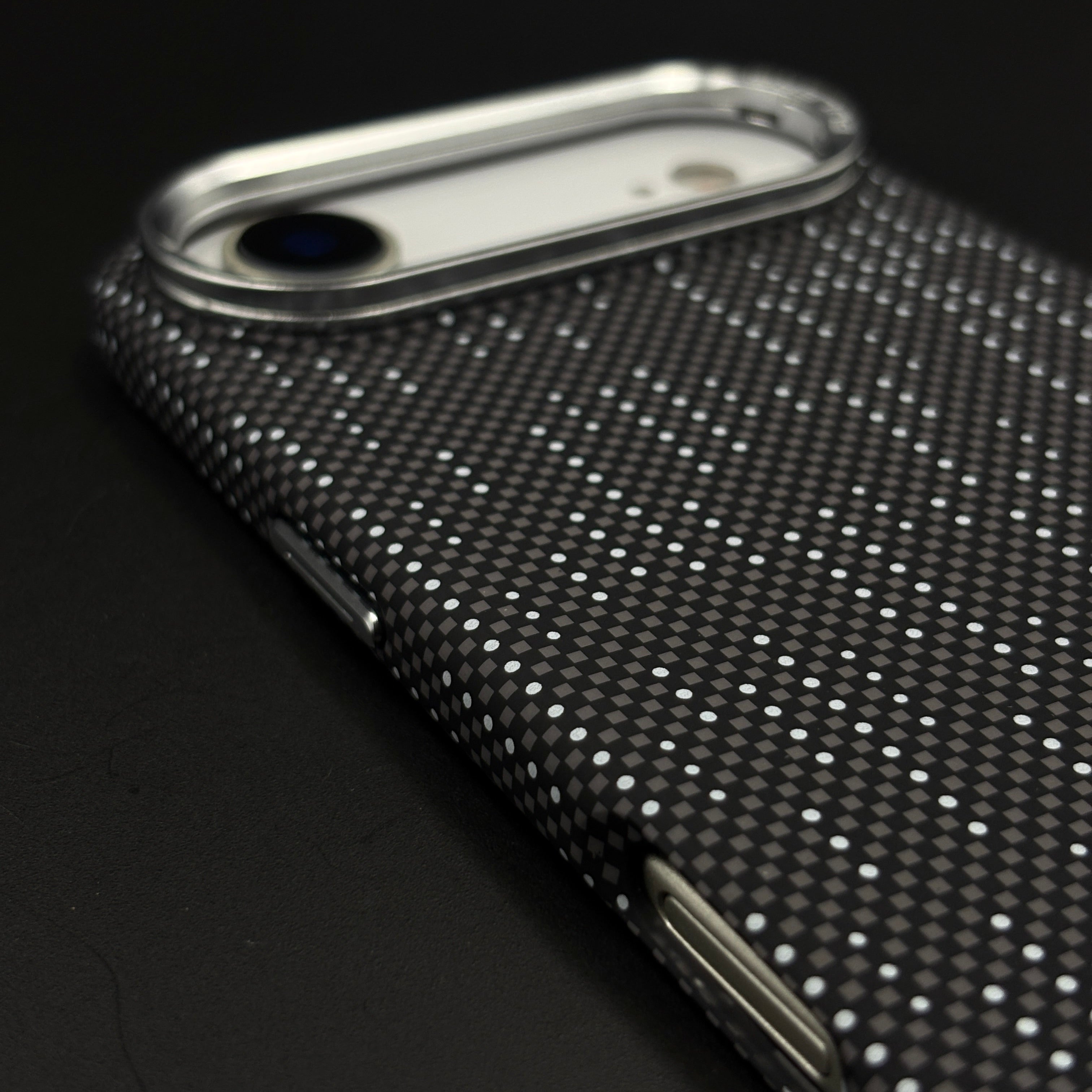 Speckled Night Grid Carbon Fibre Hidden MagSafe Case with Camera Kickstand for iPhone 17 Air