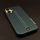Motor Racing Inspired Merc Stitched Leather Case for iPhone 17