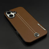 Motor Racing Inspired Merc Stitched Leather Case for iPhone 17