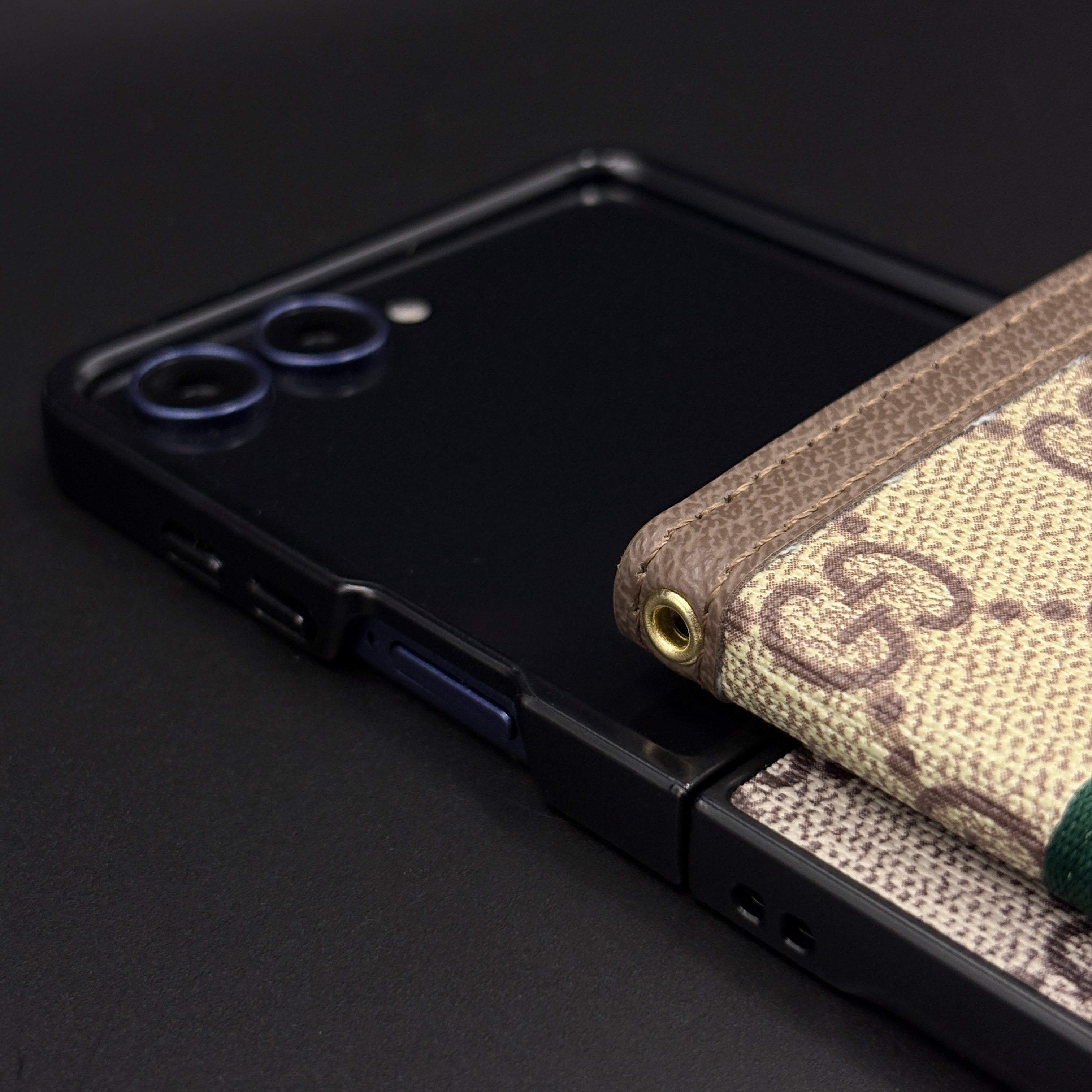 Luxury GG Cardholder Wallet Case for Samsung Galaxy Z Flip 7 | Designer Beige-Brown Edition