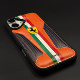 Motorsport Racing Inspired FR Stripe Stitched Leather Case for iPhone 17