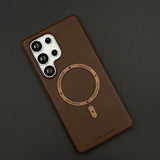 Luxury Leather MagSafe Case for Samsung Galaxy S25 Ultra | Premium Magnetic Charging Support