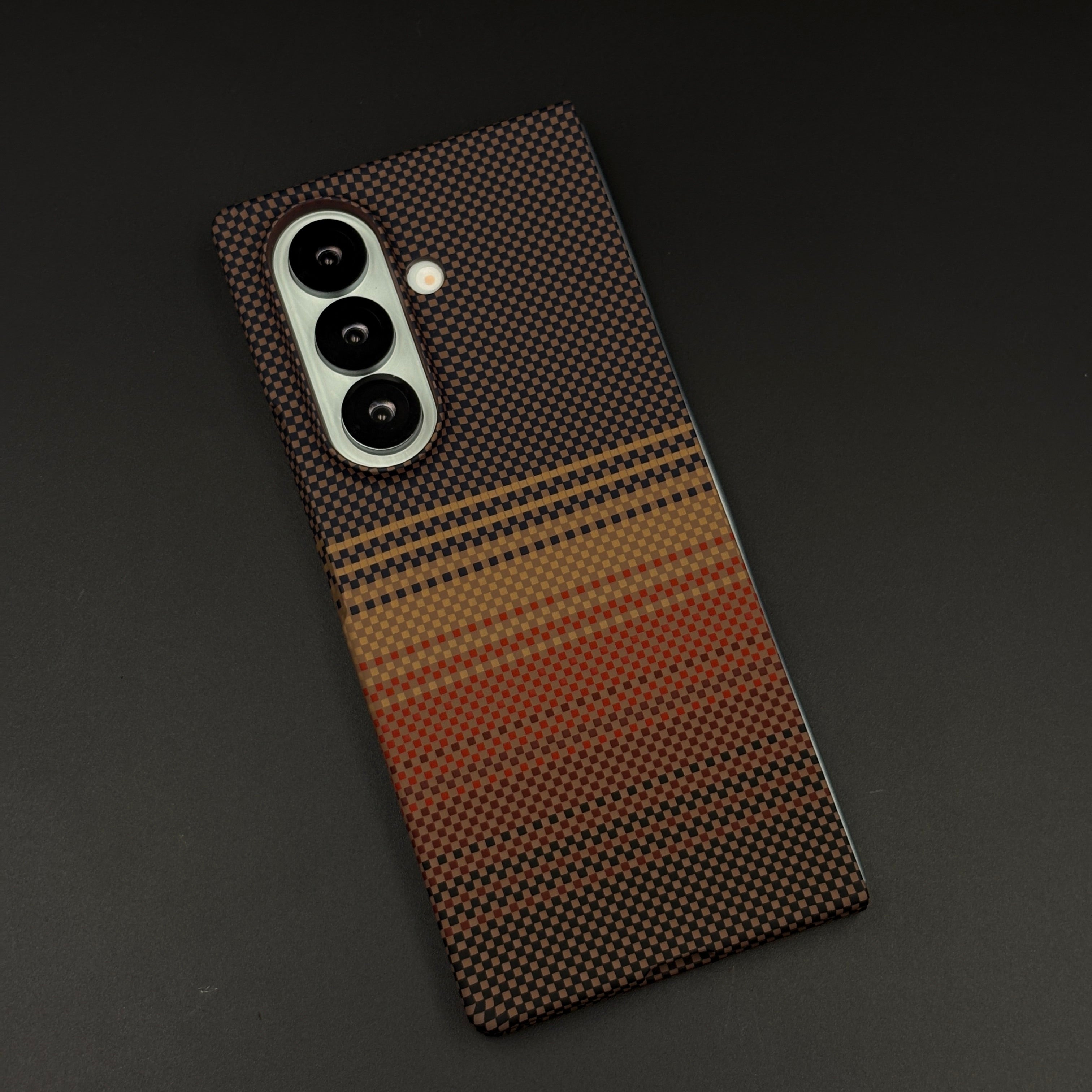 Carbon Texture Sunset Stripe Mobile Case Cover for Samsung Galaxy Z Fold 7 | Rare Aramid Texture Finish | Real Carbon Fibre Feel | Hidden MagSafe