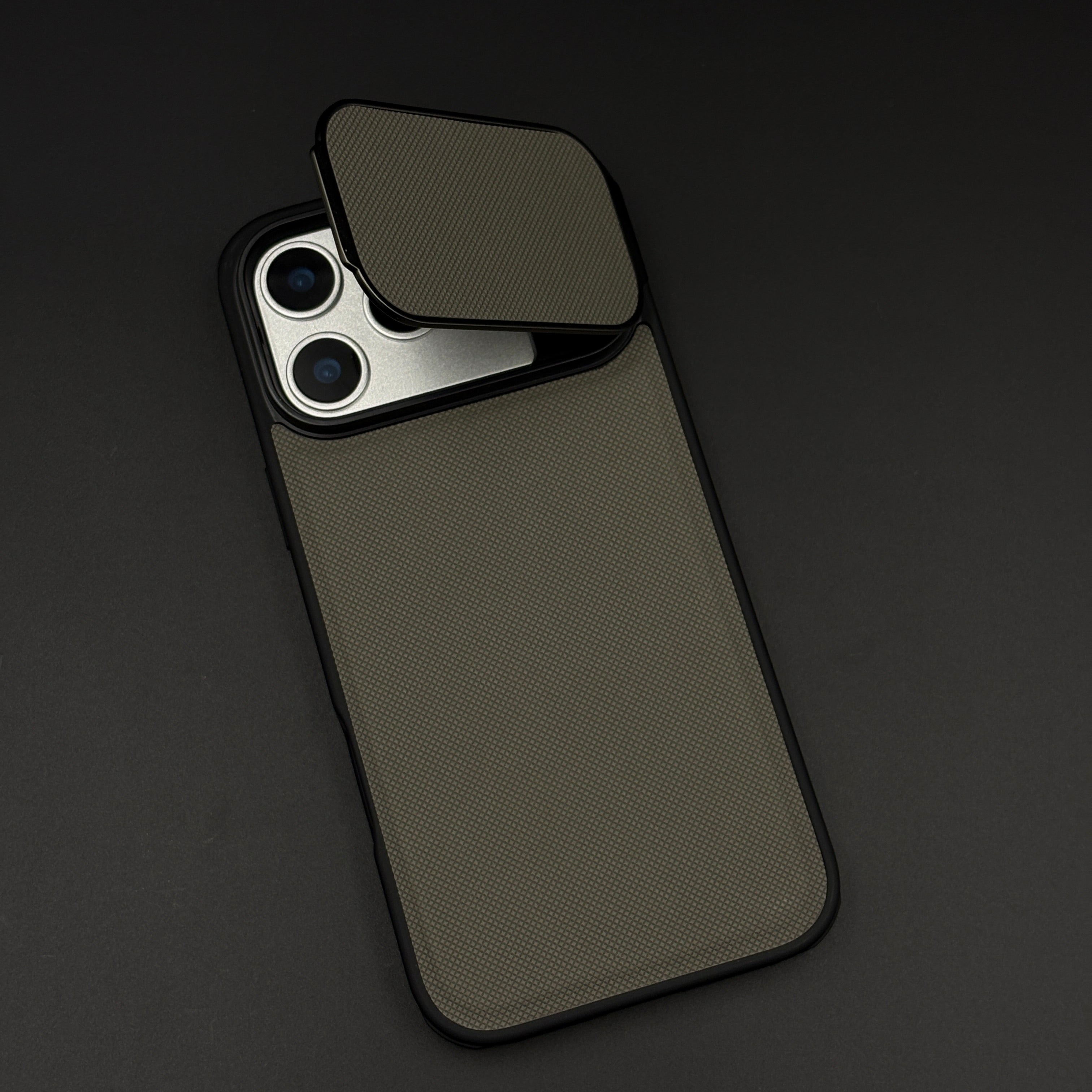 Dotted Leather Feel Case with Foldable Stand for iPhone 17 Series | Premium Grip | Kickstand Style