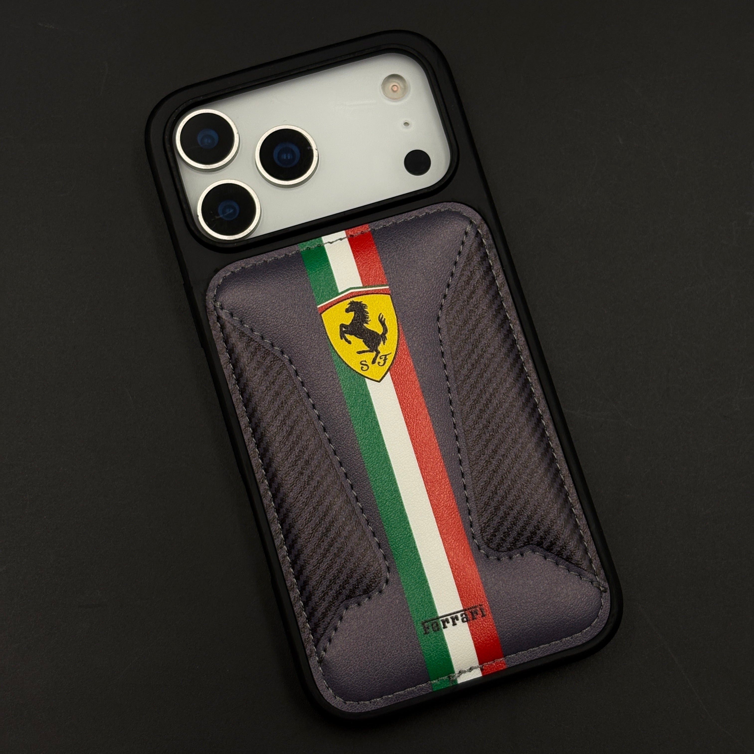 Motorsport Racing Inspired FR Stripe Stitched Leather Case for iPhone 17 Series