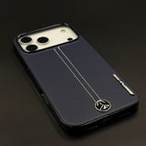 Motor Racing Inspired Merc Stitched Leather Case for iPhone 17 Series
