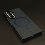 Slim Leather Black Border MagSafe Case for Samsung Galaxy Z Fold 6