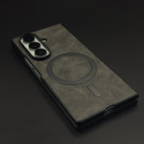 Slim Leather Black Border MagSafe Case for Samsung Galaxy Z Fold 6