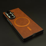 Slim Leather Black Border MagSafe Case for Samsung Galaxy Z Fold 6