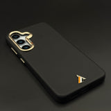 Luxury Leather Raised Gold Bezel Hidden MagSafe Case for Samsung Galaxy S24 | S25
