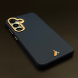 Luxury Leather Raised Gold Bezel Hidden MagSafe Case for Samsung Galaxy S24 | S25