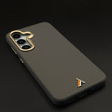 Luxury Leather Raised Gold Bezel Hidden MagSafe Case for Samsung Galaxy S24 | S25