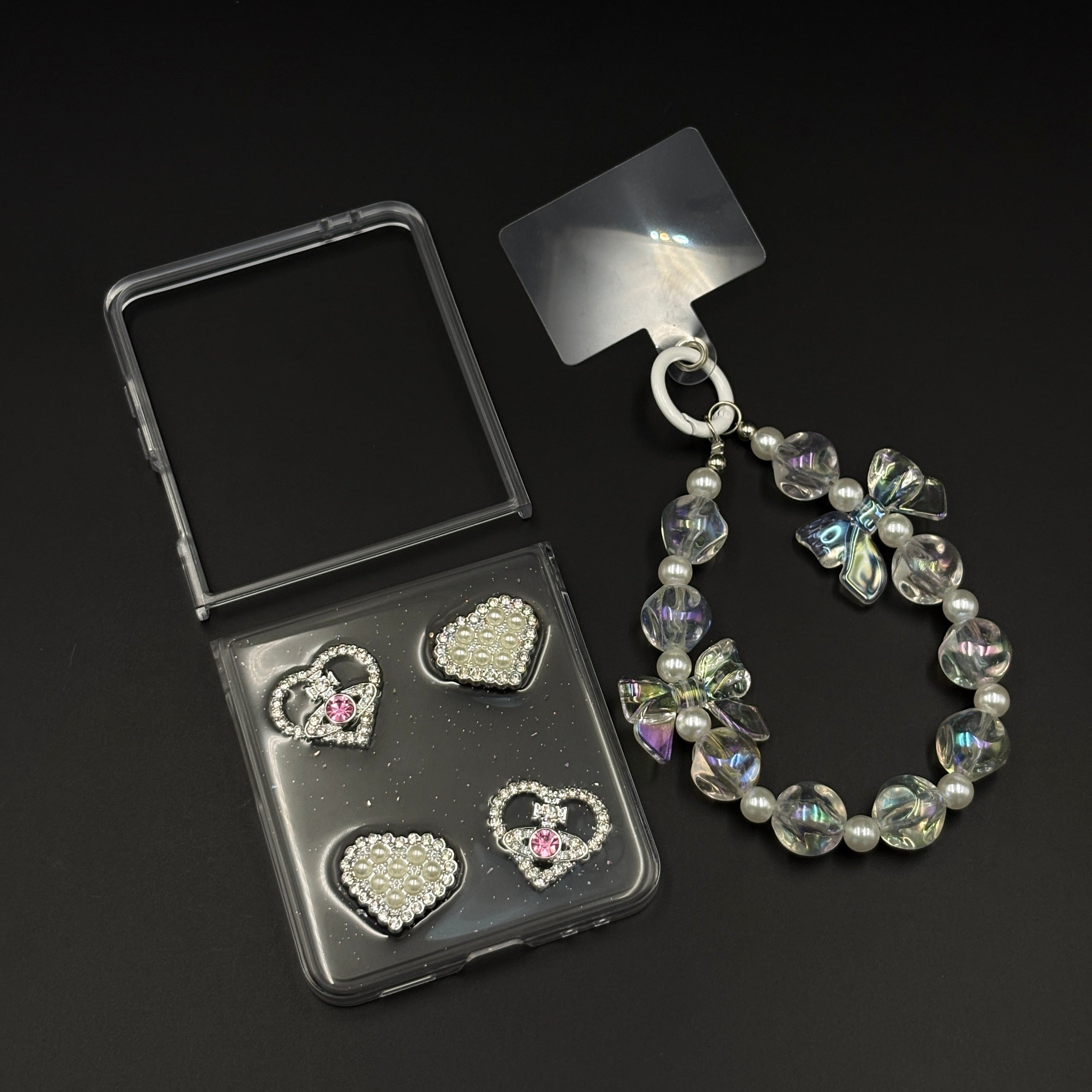 Heart Shape Rhinestone Diamond Case for Samsung Galaxy Z Flip 7 | Strap Holder & Charm Accessory