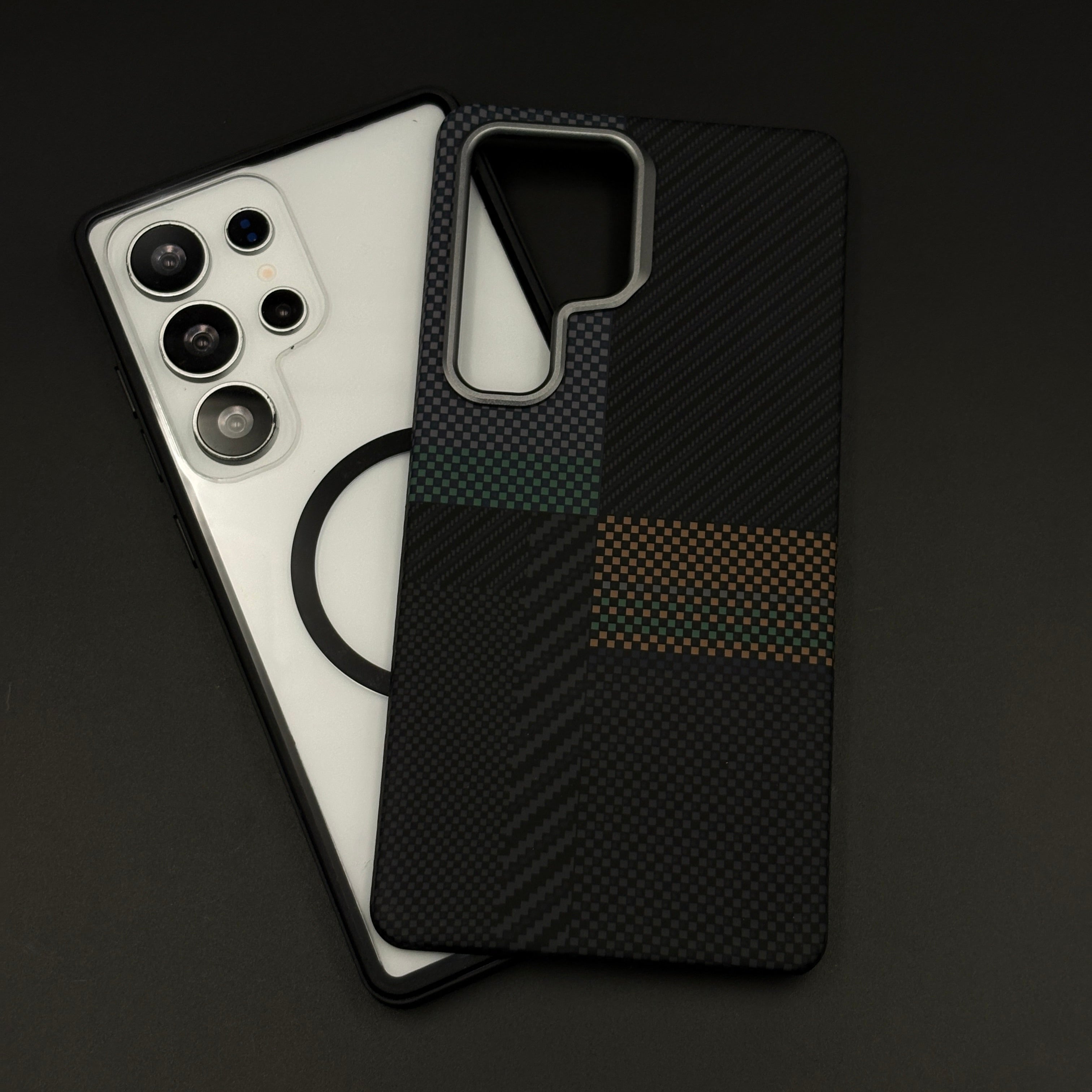 2-in-1 Detachable Magnetic Graphite Mosaic Case for Samsung Galaxy S25 Ultra | Transparent Shell & Design Plate