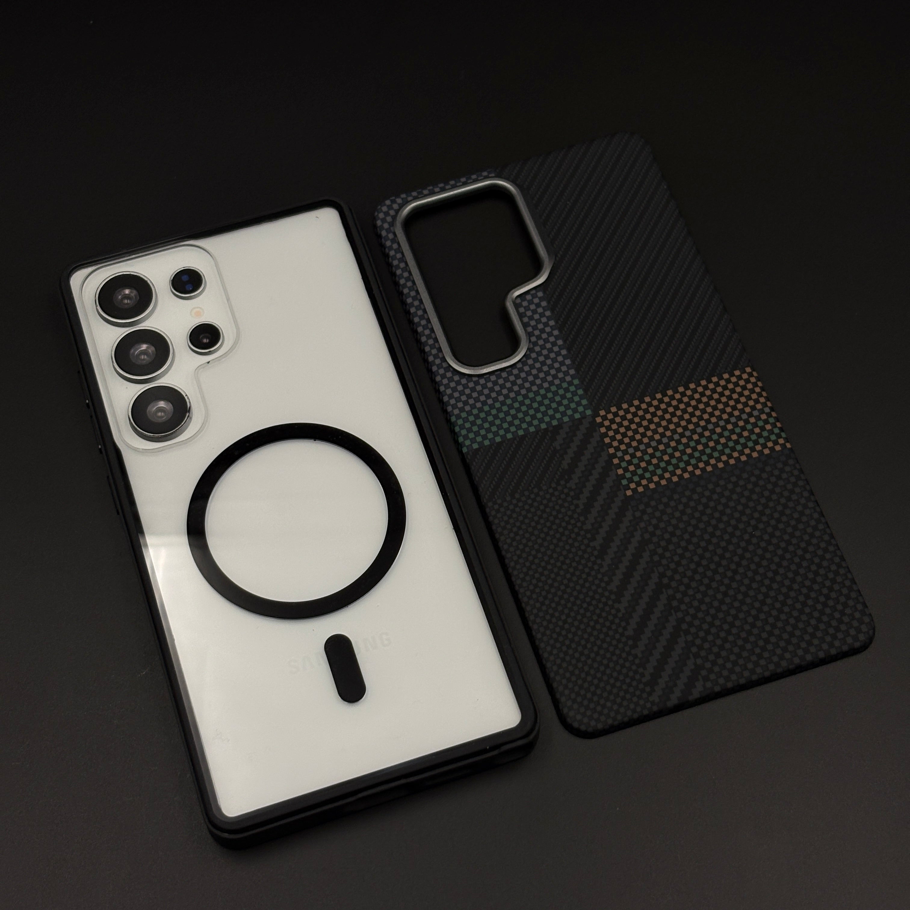 2-in-1 Detachable Magnetic Graphite Mosaic Case for Samsung Galaxy S25 Ultra | Transparent Shell & Design Plate