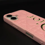 Luxury Brand CD Puffer Leather Case for iPhone 17 | Quilted Designer Protective Cover