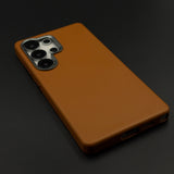 Embossed Logo Leather Case with Hidden MagSafe for Samsung Galaxy S23 Ultra