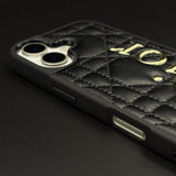 Luxury Brand CD Puffer Leather Case for iPhone 17 | Quilted Designer Protective Cover