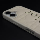 Luxury Brand CD Puffer Leather Case for iPhone 17 | Quilted Designer Protective Cover