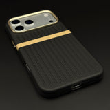 Striped Grip Hidden MagSafe Leather Case for iPhone 17 Series | Premium Camera Frame Back Cover