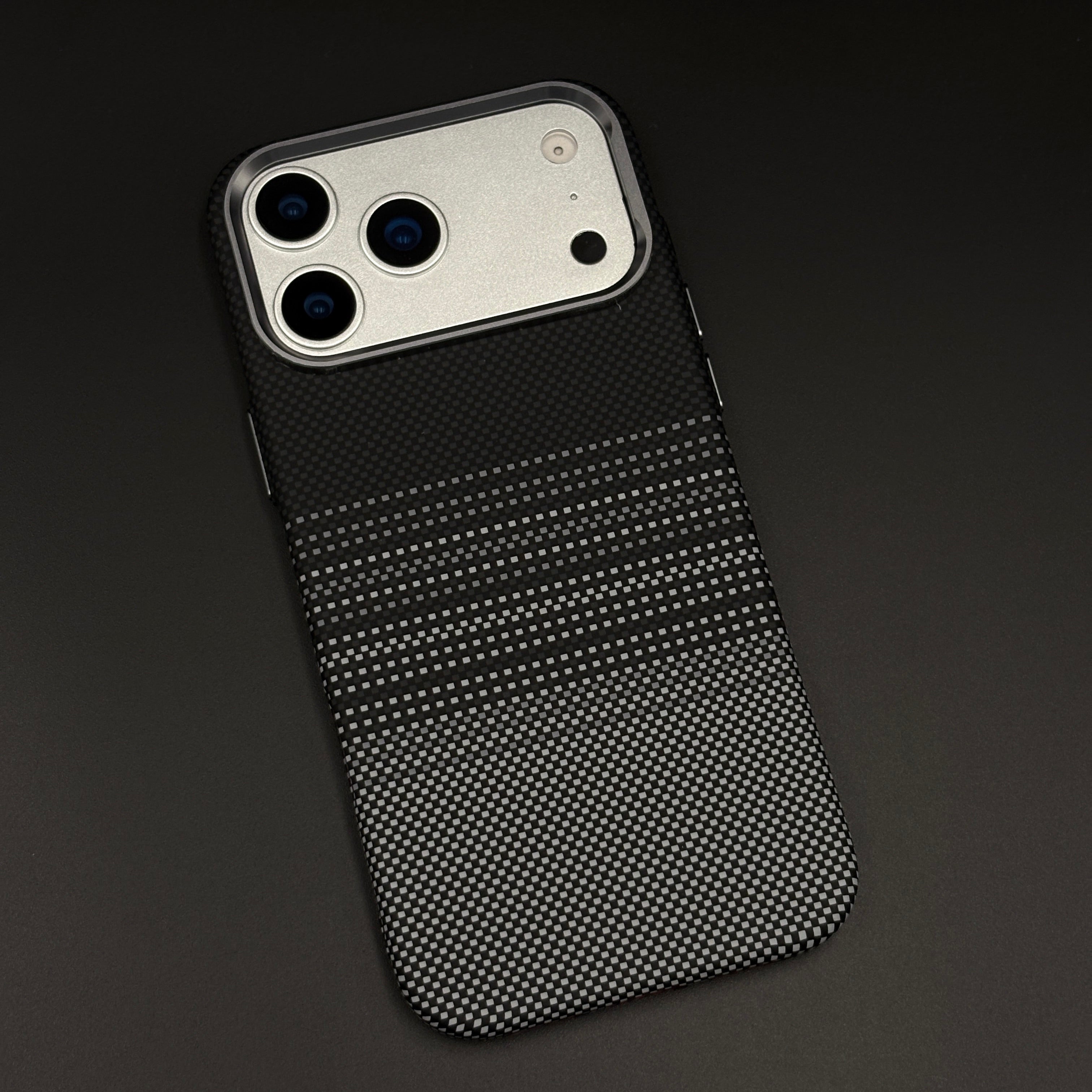 Black Graphite Stripe Case Slim Mobile Case Cover for iPhone 17 Series | Rare Aramid Texture Finish | Real Carbon Fibre Feel | Hidden MagSafe