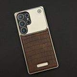 Croc Pattern Phone Case for Samsung Galaxy S25 Ultra | Aeroflex Borderless Frame | Real Feel Leather | MagSafe Compatible