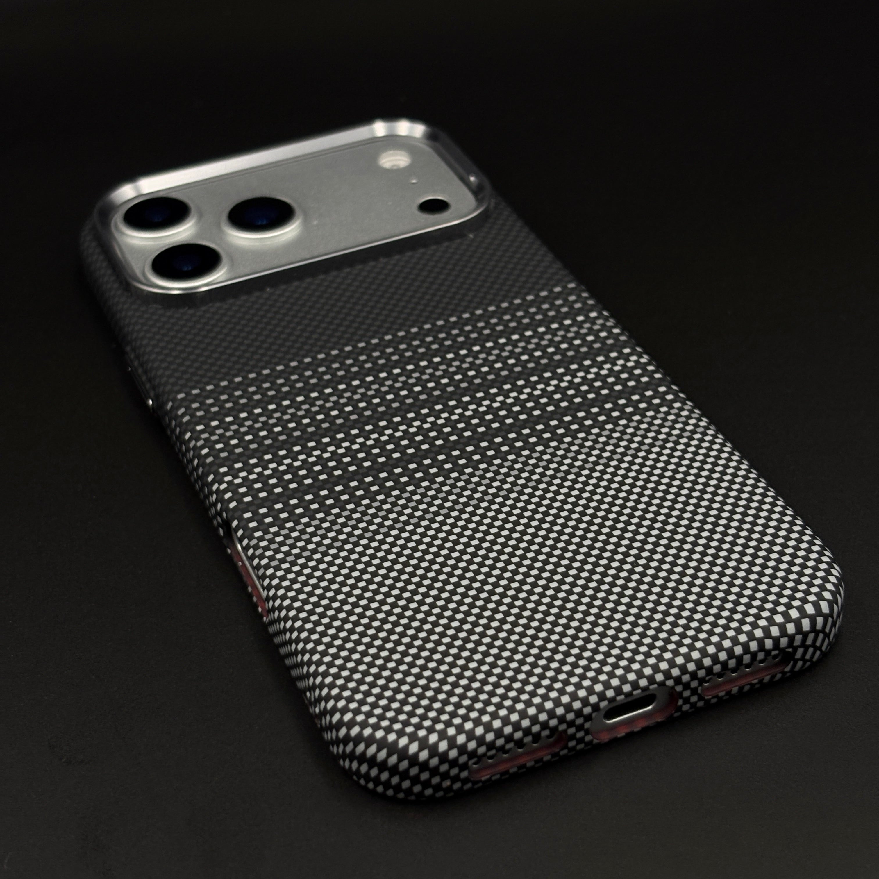 Black Graphite Stripe Case Slim Mobile Case Cover for iPhone 17 Series | Rare Aramid Texture Finish | Real Carbon Fibre Feel | Hidden MagSafe