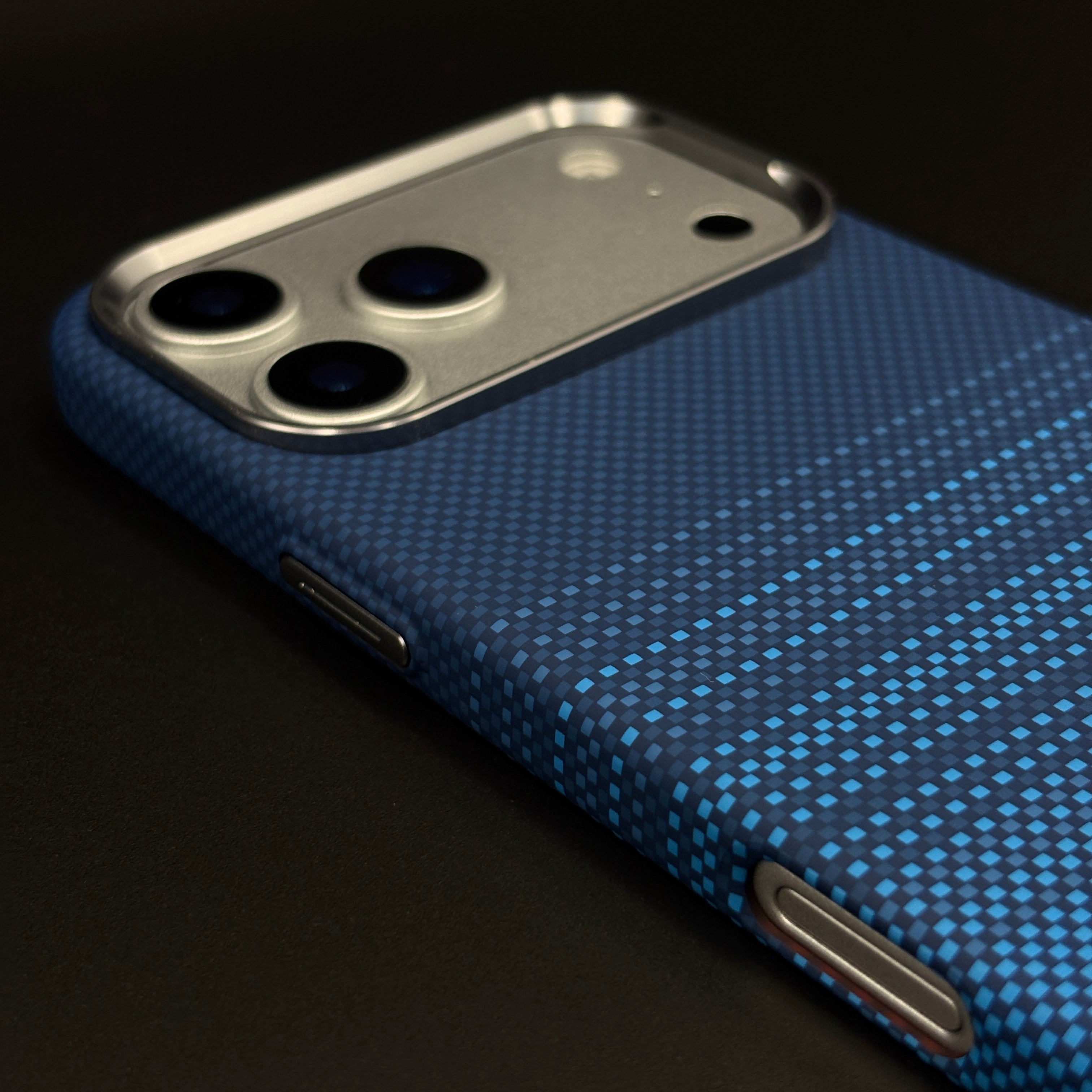 Midnight Blue Stripe Case Slim Mobile Case Cover for iPhone 17 Series | Rare Aramid Texture Finish | Real Carbon Fibre Feel | Hidden MagSafe