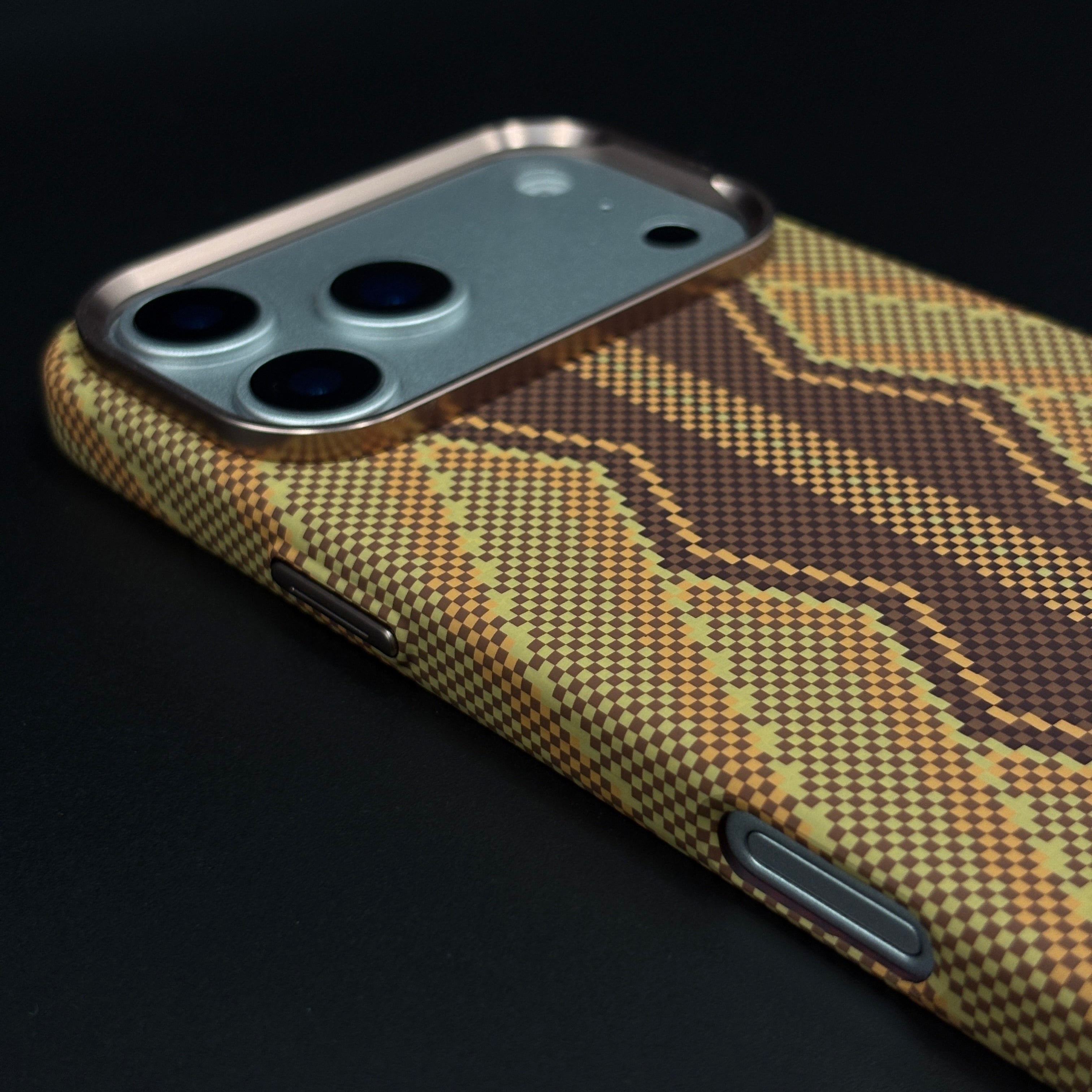 Desert Brown Zigzag Case Slim Mobile Case Cover for iPhone 17 Series | Rare Aramid Texture Finish | Real Carbon Fibre Feel | Hidden MagSafe