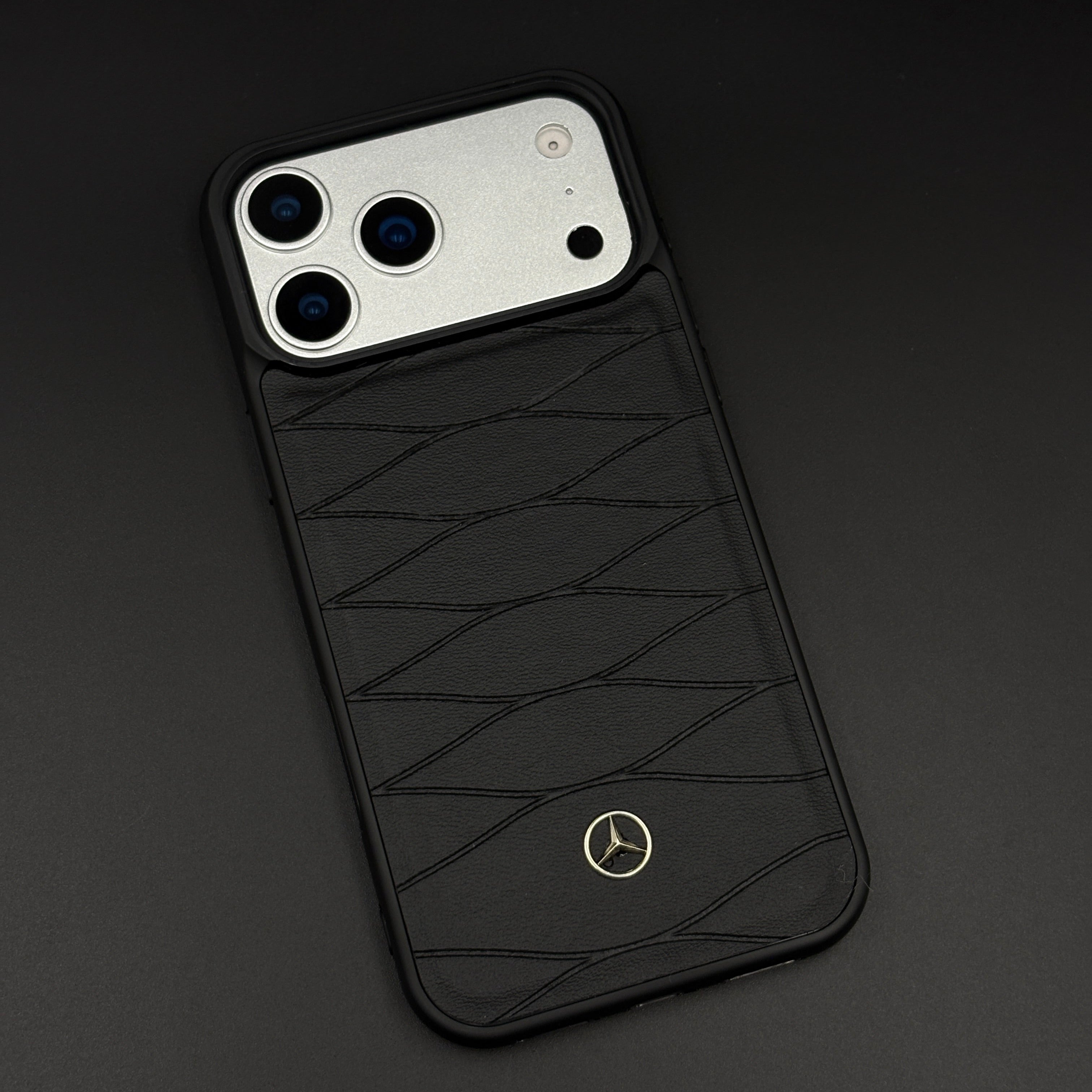 Luxury Sports Car Merc Logo Leather Case for iPhone 17 Series | Premium Pattern Back Cover