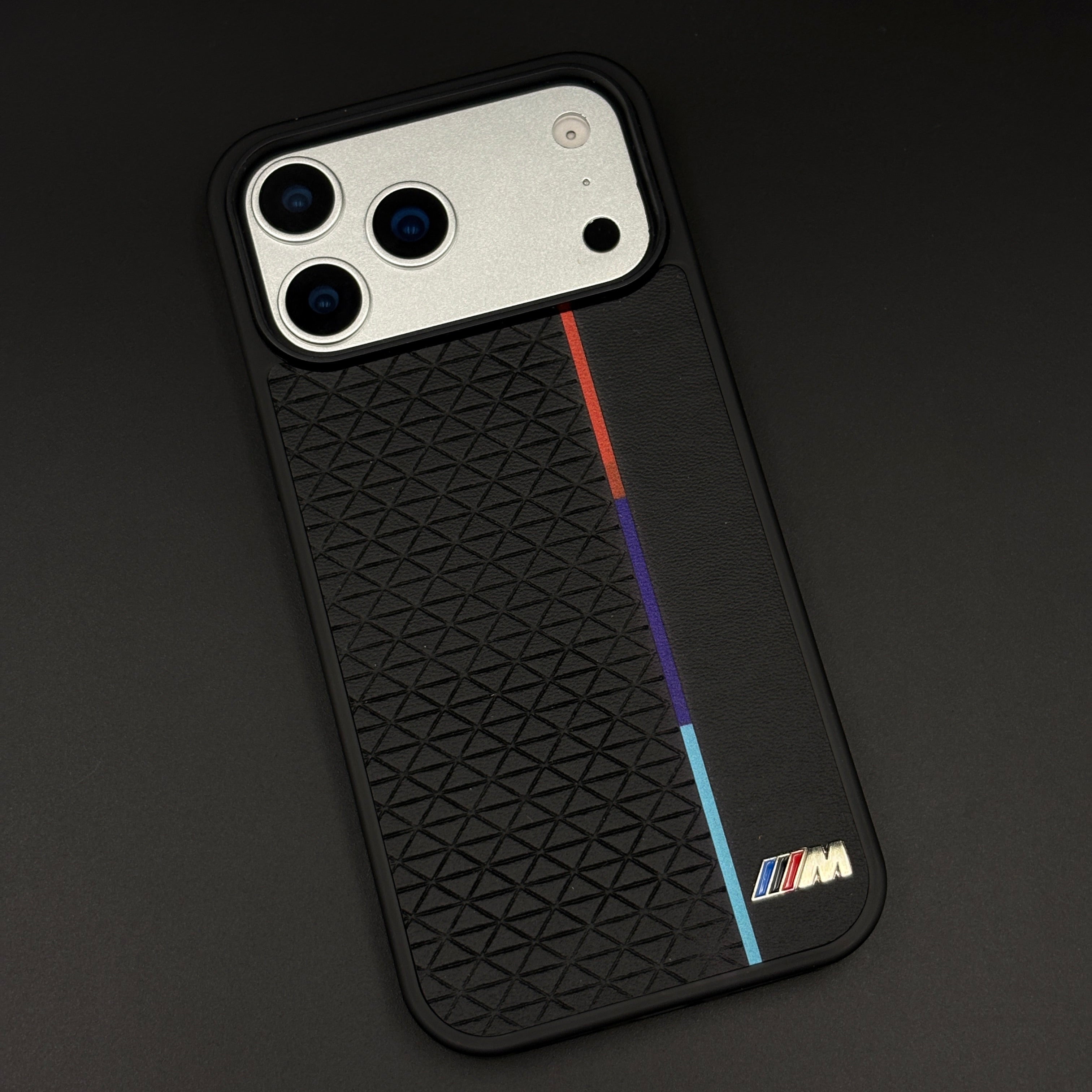Performance M Tricolor Stripe Sports Car Logo Case for iPhone 17 Series | Textured Grip Back Cover
