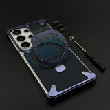Carbon Navy Metal MagSafe Mobile Case Cover for Samsung Galaxy S26 Ultra