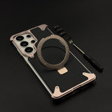 Carbon Fiber Metal Armor Magsafe Case Cover for Samsung Galaxy S26 Ultra