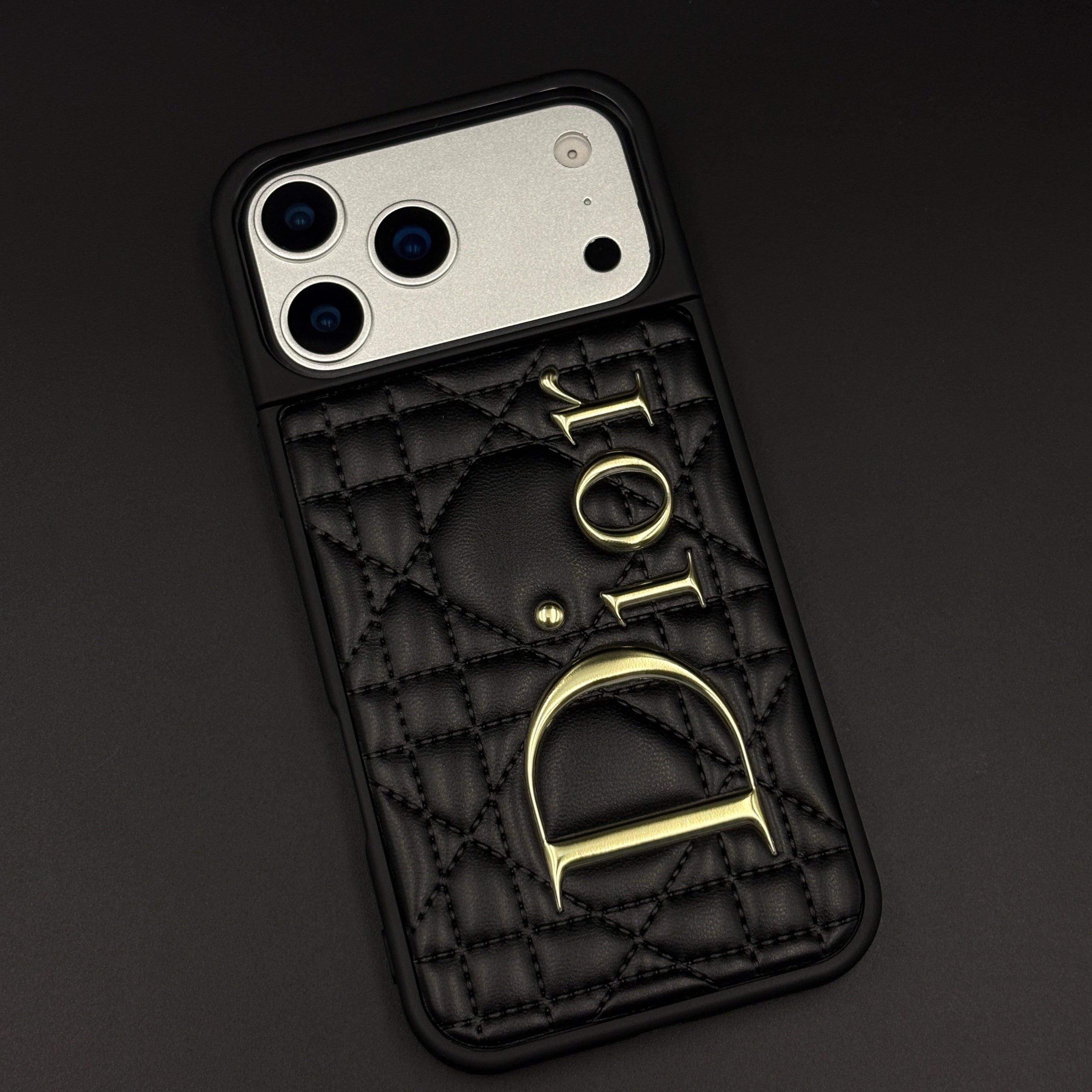 Luxury Brand CD Puffer Leather Case for iPhone 17 Series | Quilted Designer Protective Cover