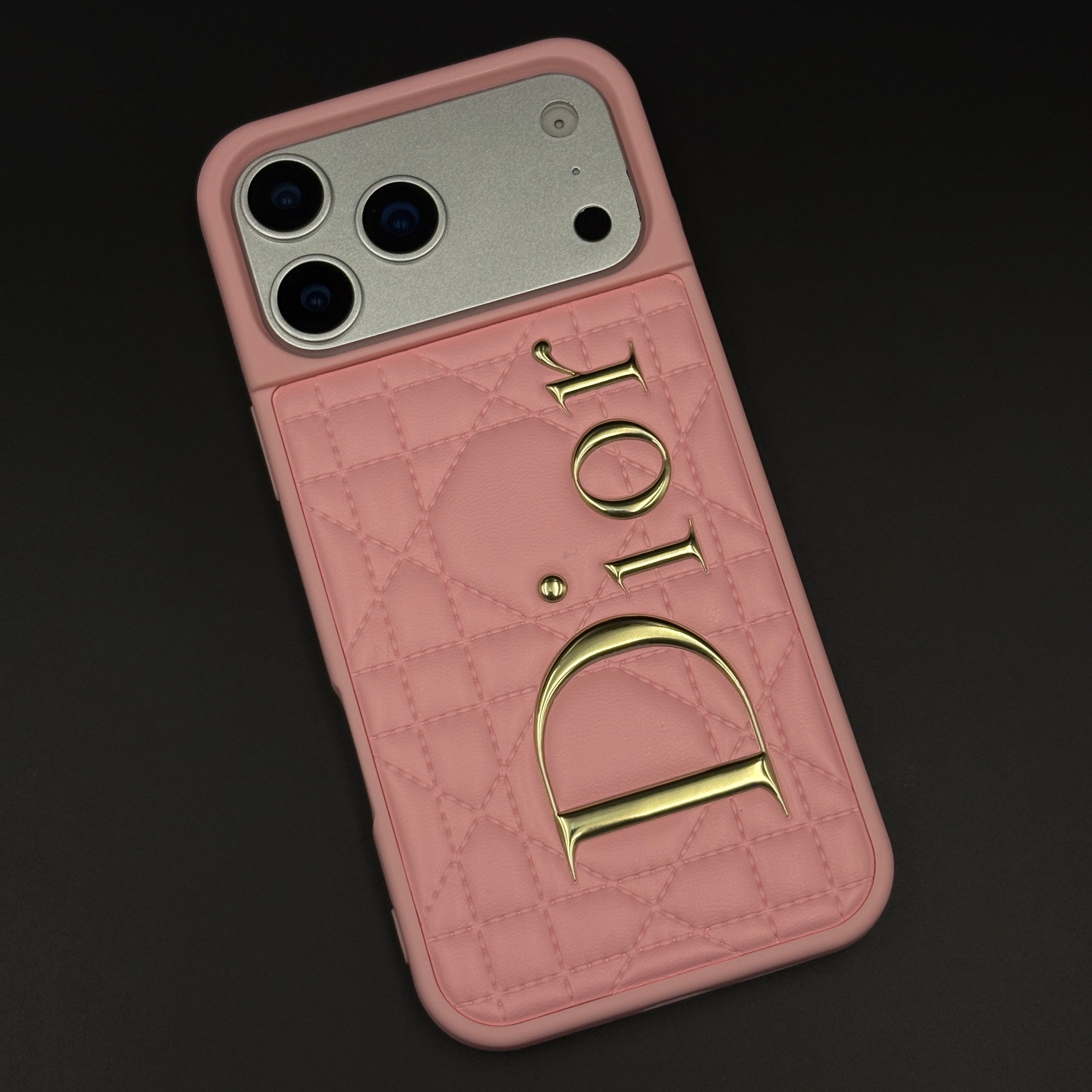 Luxury Brand CD Puffer Leather Case for iPhone 17 Series | Quilted Designer Protective Cover