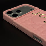 Luxury Brand CD Puffer Leather Case for iPhone 17 Series | Quilted Designer Protective Cover