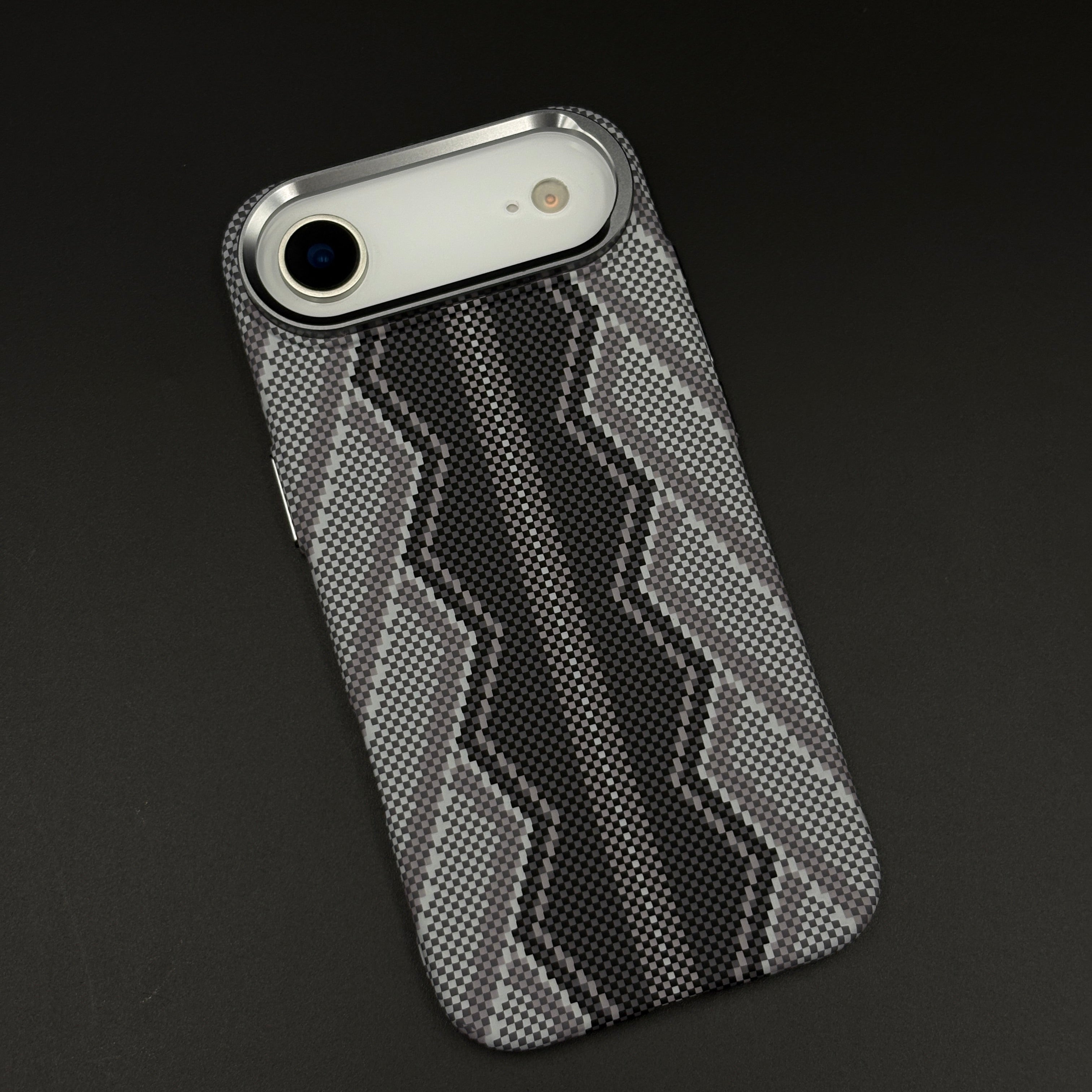 Storm Grey Zigzag Case Slim Mobile Case Cover for iPhone 17 Air | Rare Aramid Texture Finish | Real Carbon Fibre Feel | Hidden MagSafe