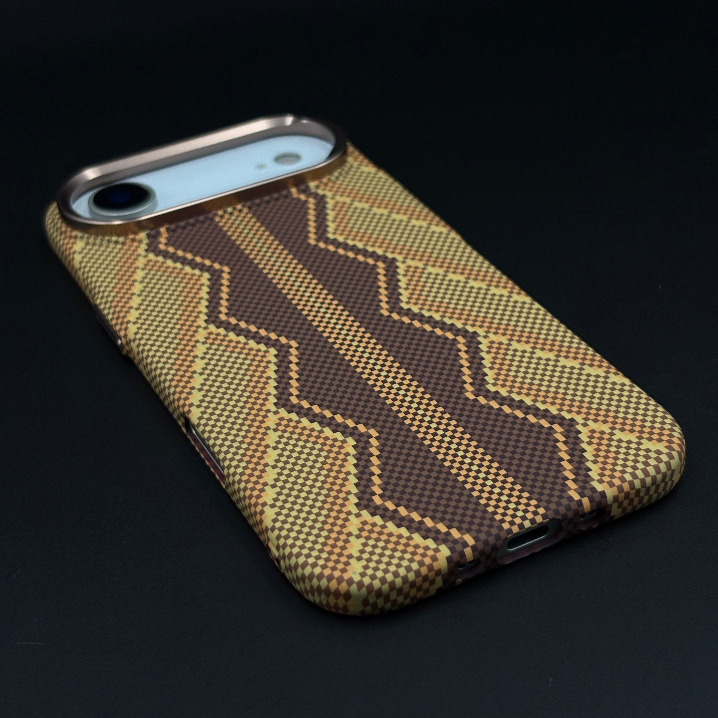 Desert Brown Zigzag Case Slim Mobile Case Cover for iPhone 17 Air | Rare Aramid Texture Finish | Real Carbon Fibre Feel | Hidden MagSafe
