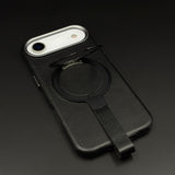 Leather MagSafe Ring Stand Case with Strap for iPhone 17 Air | Slim Grip Holder Cover