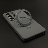 Camera Protection Silk Feel Silicone MagSafe Case with Metal Stand for Samsung Galaxy S26 Ultra