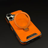 Leather Phone Case Cover with Metal Rotating Stand & MagSafe for iPhone 17 | Premium 360° Kickstand Edition