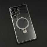 Magnetic Metal Ring Stand Case for Samsung Galaxy S25 Ultra | Magsafe Compatible | Non-Yellowing | Shockproof Transparent Cover
