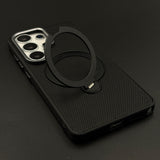 Dotted Carbon Texture Metal Stand MagSafe Case for Samsung Galaxy S26 Ultra