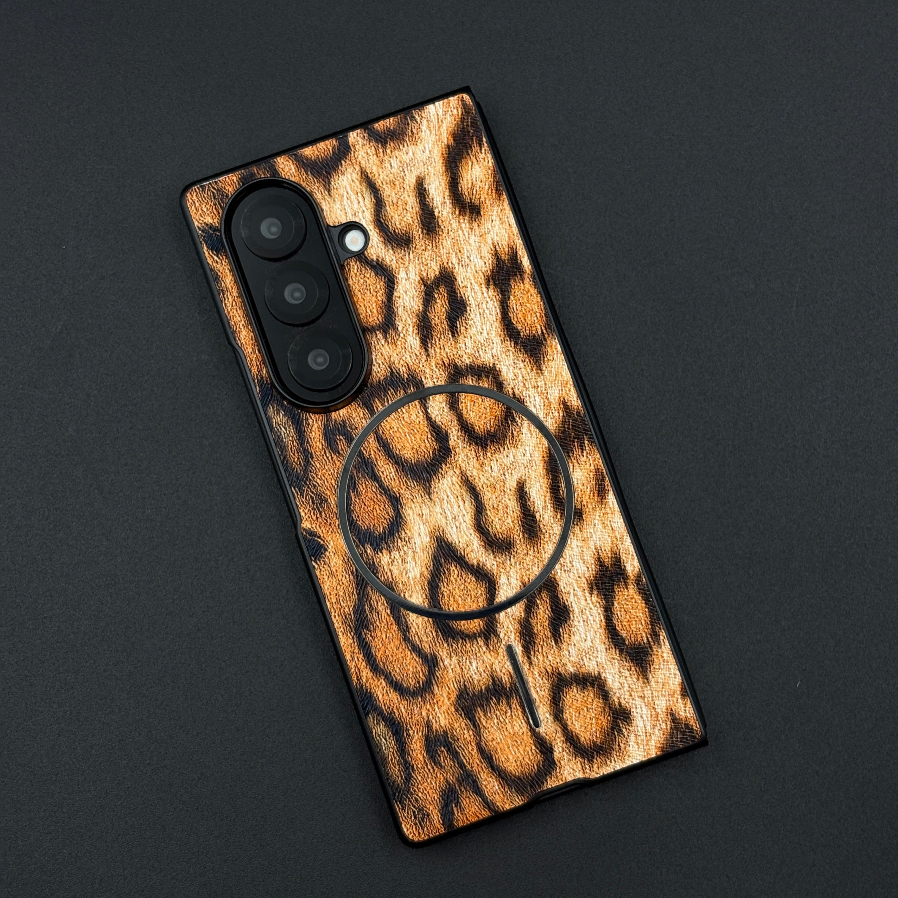 Leopard Print PU Leather Case for Samsung Galaxy Z Fold 7 | MagSafe Compatible | Bold Feel | Stylish Protection