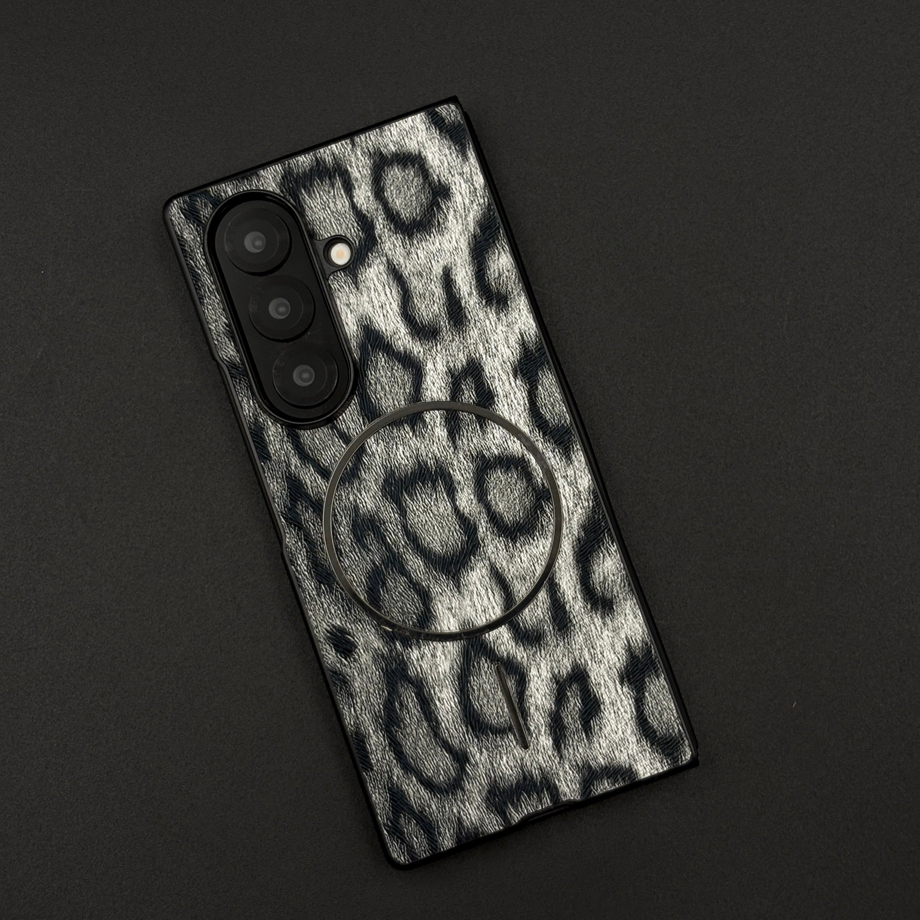 Leopard Print PU Leather Case for Samsung Galaxy Z Fold 7 | MagSafe Compatible | Bold Feel | Stylish Protection